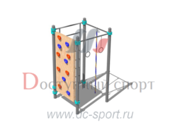 Комплекс с канатом колцами шведской стенкой и скалодромом