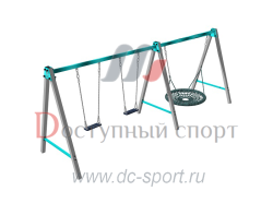 Качели уличные десткие металлические тройные с гнездом